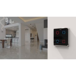 HE-TPS04-SK Touch Panel Switch, Z-Wave Plus v2 700-serien, 4 knapper, 2x indgange, 4x 5A udgange